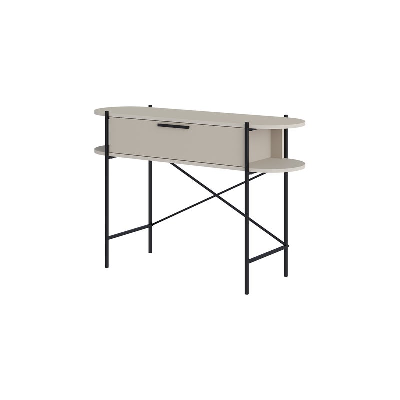 Mourah Home Otis Modern Console Table With Drawer & Open Shelves â€“ Metal Frame Entryway Table For Living Room, Hallway & Bedroom- Beige- 2 Years Warranty - Image 3